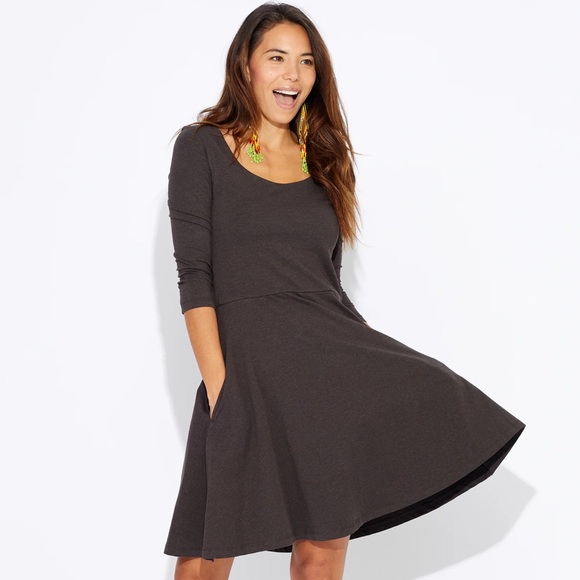 Pact • Organic Cotton Fit and Flare Dress with Pockets in Black - Picture 1 of 7